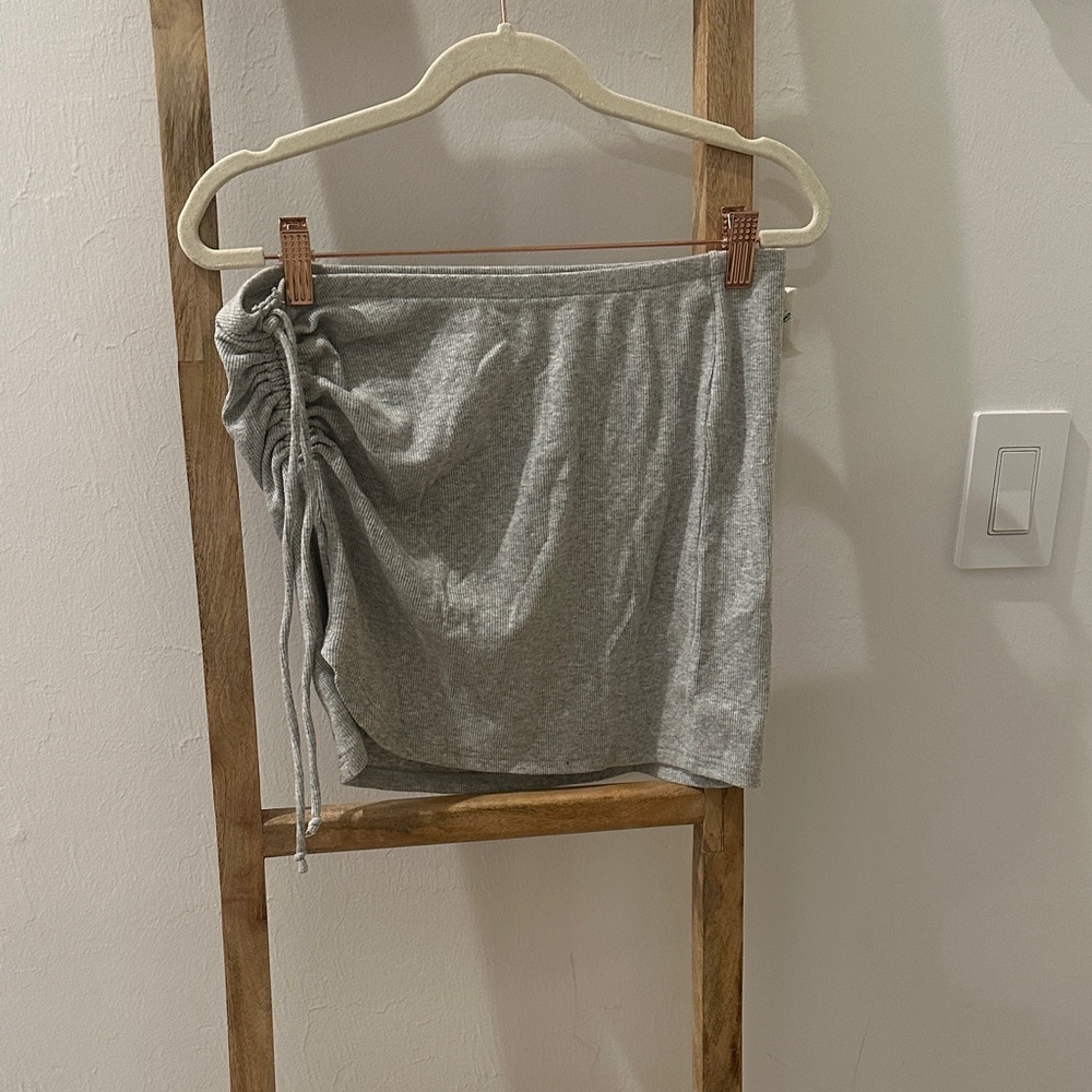Aerie Heather Gray Ruched Mini Skirt